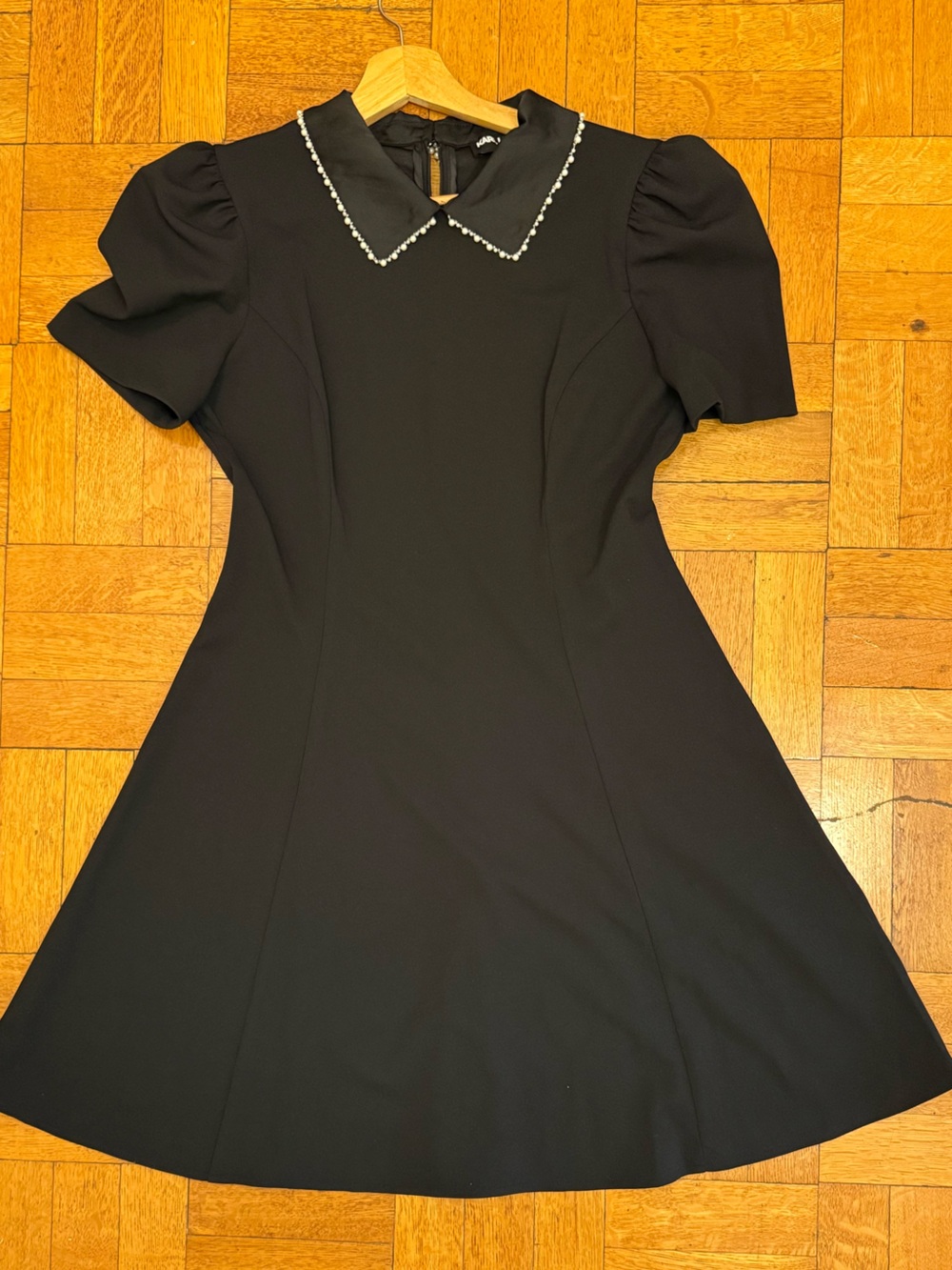 Karl Lagerfeld Black Midi Fit-and-Flare Dress